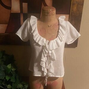 Wild Fable White Ruffled Blouse